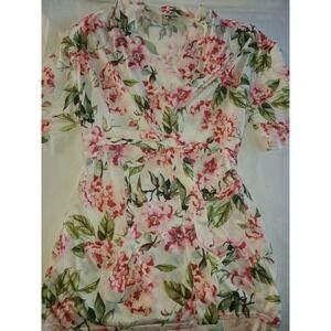 Show Me Your MuMu O/S Wrap Style Floral Print Short Sleeve Robe Kimono  READ